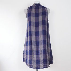 Anthropolgie's Cloth & Stone Plaid A-Line Sleeveless Mock Neck Dress Sz. Sm